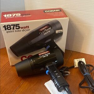 Conair Black QuietTone 1875 Watt Hair Dryer open box low/high settings